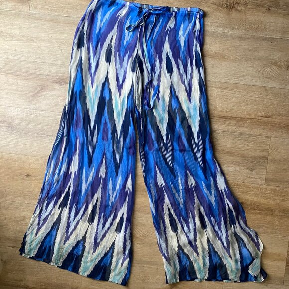 Alexis Blue and White Patterned Trousers - Picture 1 of 9